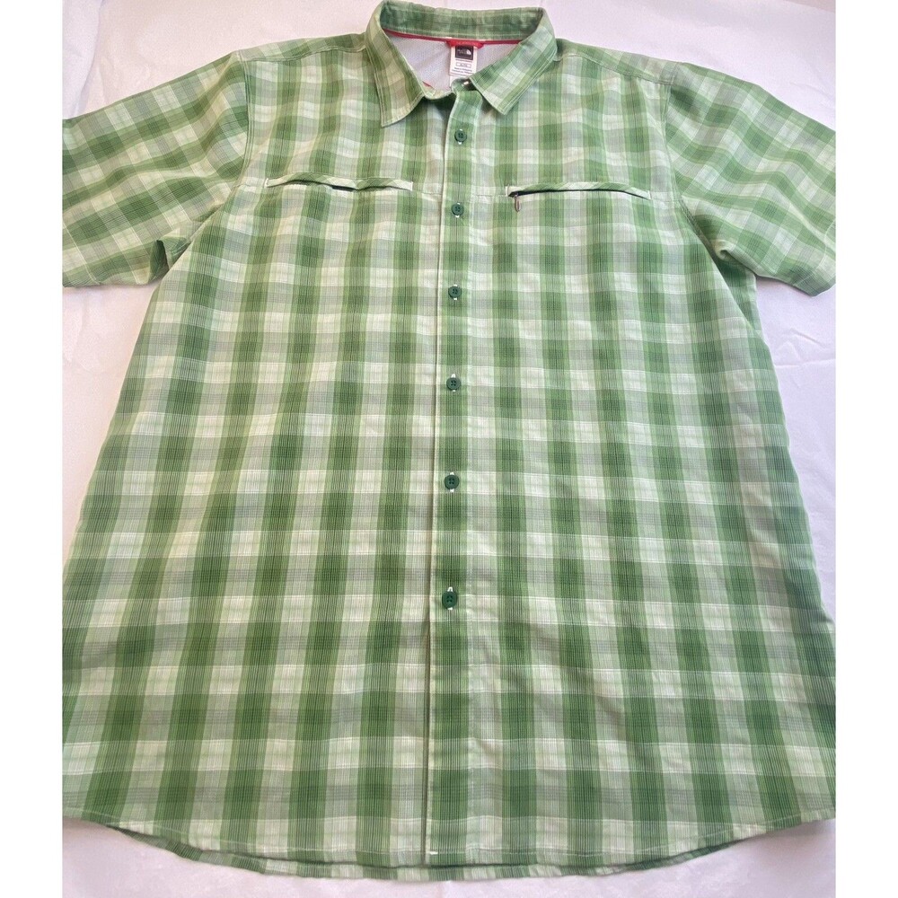 The North Face Short Sleeve Button Up Shirt Plaid Green Mens Size XL Casual